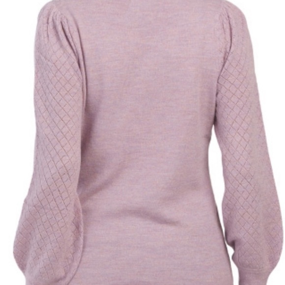 Nicole Miller Fine Merino Wool Pointless lilac Sweater MED NWT - Picture 4 of 11